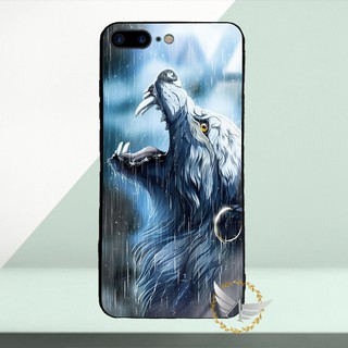 Ốp lưng kính cường lực iPhone 7 Plus, iPhone 8 Plus hình Sói