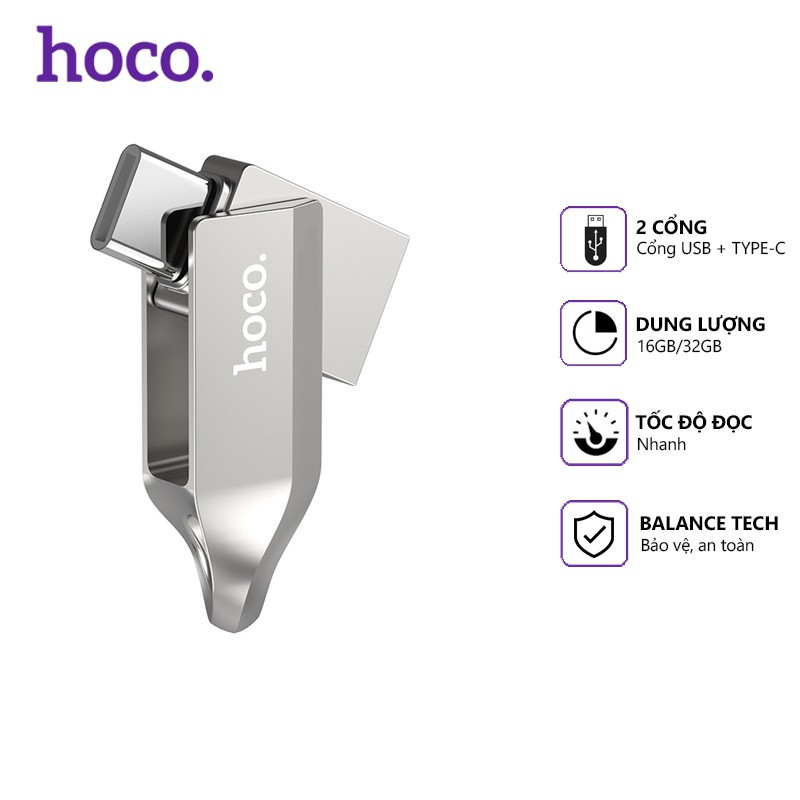 USB Hoco UD8 16/32GB, tốc độ cao, lưu trữ tốt, tương thích nhiều thiết bị