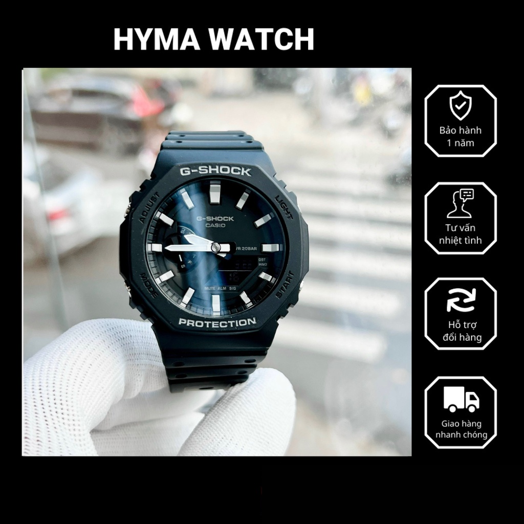 Đồng hồ Nam thể thao Casio G-Shock GA2100 - 1A Mặt đen kim trắng Chống nước 200m Bảo hành 2 năm Hyma watch