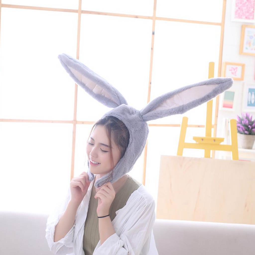 Mũ tai thỏ dài phối vải lông dễ thương dùng làm đạo cụ chụp hình