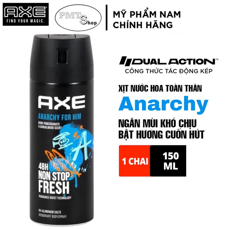 Xịt nước hoa toàn thân AXE Body Spray Anarchy 150ml khử mùi toàn thân nam