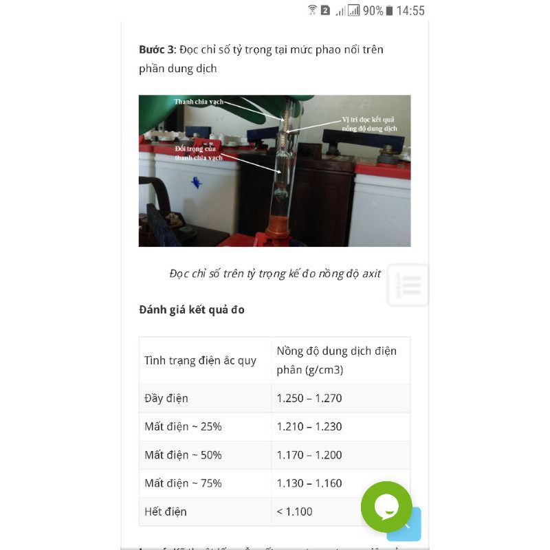 đo bình acquy. kiểm tra điện bình. tỷ trọng kế axit