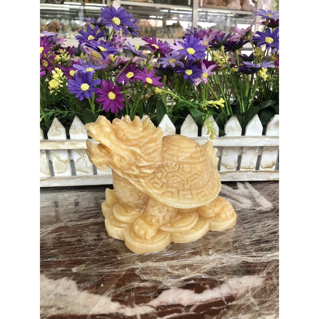 Tượng Long Quy ( Rùa đầu Rồng ) phong thủy đá ngọc hoàng long đặt bàn thờ, bàn làm việc - Dài 15 cm