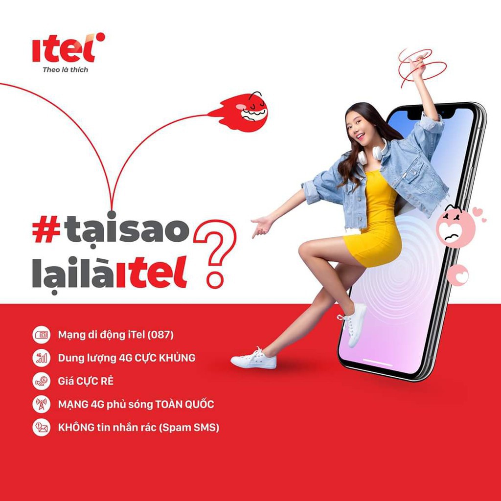 Combo 10 sim itel Tk ođ số đuôi 8x 9x(gói May 90Gb)