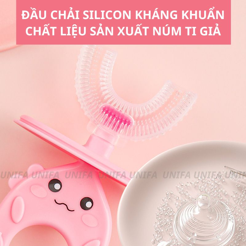Bàn chải đánh răng cho bé từ 2 tuổi Pento Baby tặng kèm cốc đánh răng tiện lợi, bàn chải chữ U siêu mềm cho bé
