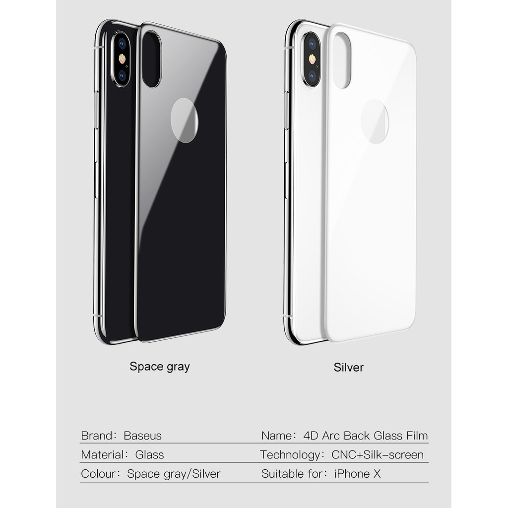 Kính cường lực 4D mặt lưng iPhone X hiệu Baseus