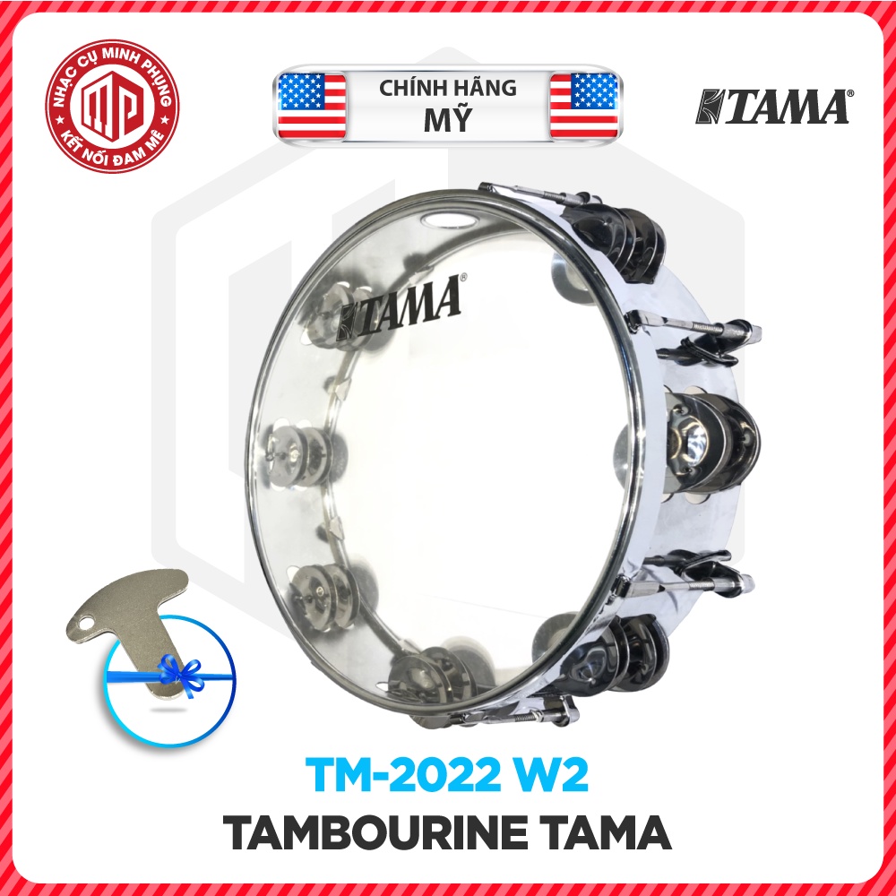 Trống lắc tay/ Lục lạc gõ bo/ Tambourine TAMA TMT-10 W2 - Màu trắng trong suốt - Hàng chính hãng