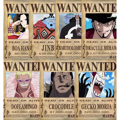 Lệnh truy nã nhân vật Onepiece wanted poster size A5 14x20cm