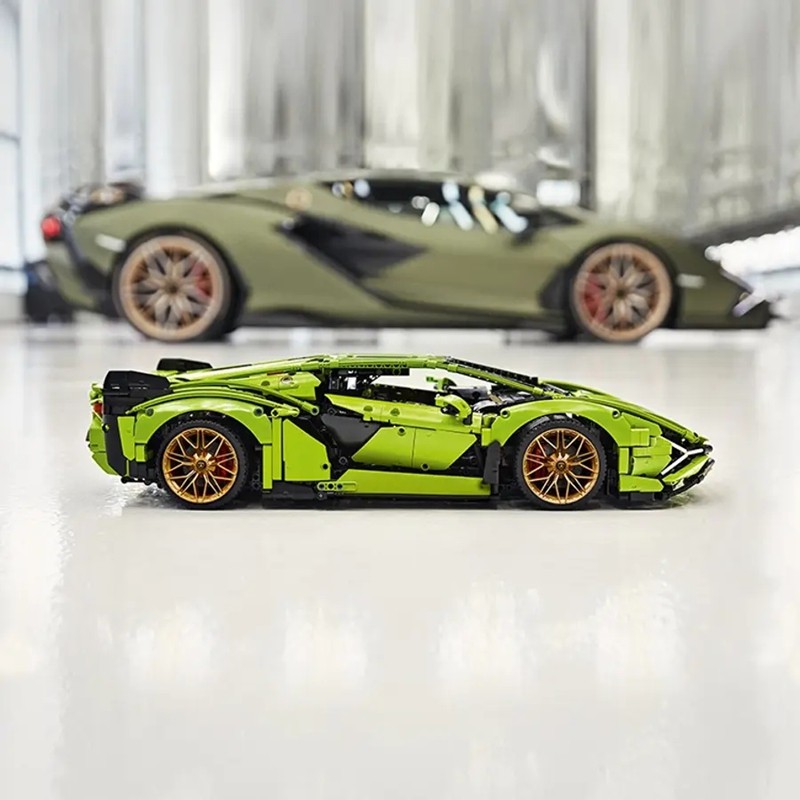 Lắp ghép Mô hình MOC Veneno Lamborghinis  Sian FKP Aventador Car Roadster Siêu xe màu xanh lá 80096