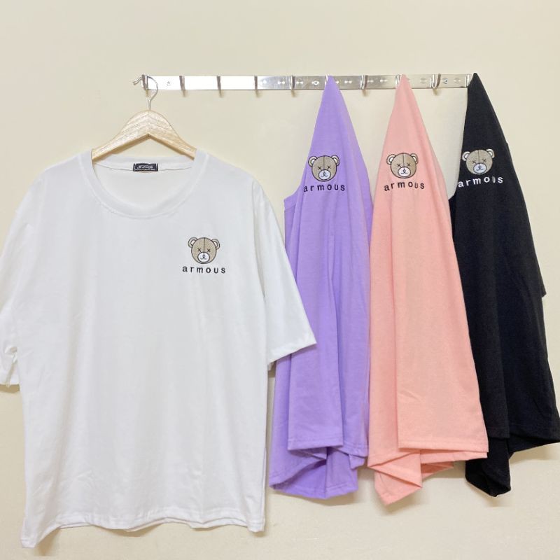 Áo thun Hình thật B'Teen tay lỡ Unisex thêu gấu armous