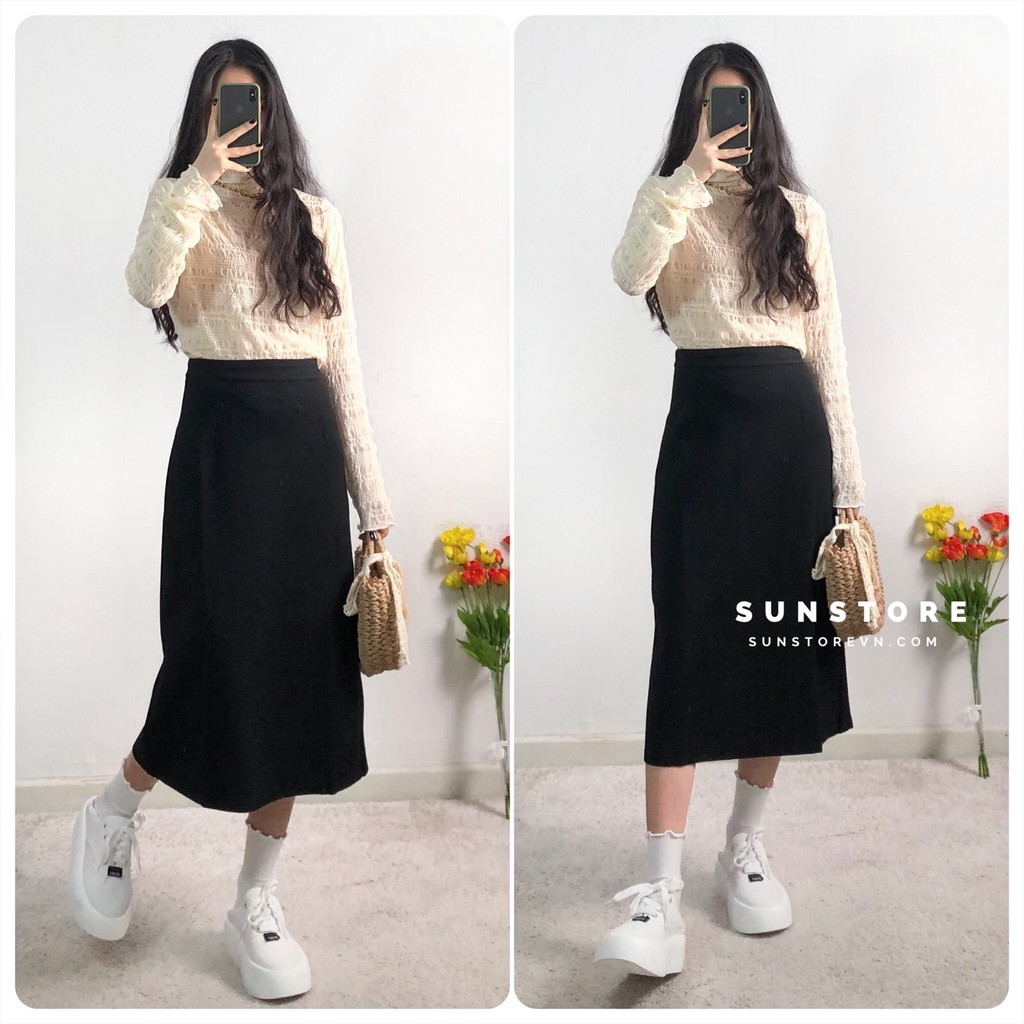 Chân váy bút chì suông dài xẻ tà phía sau phong cách hàn quốc ulzzang | BigBuy360 - bigbuy360.vn