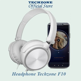 Headphone Chụp Tai Techzone F10 Màu Trắng Có thể Gấp Gọn