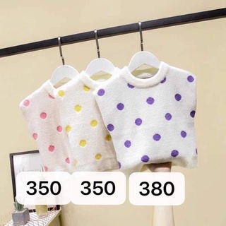 Áo len gile QC lông thỏ chấm bi cho bé