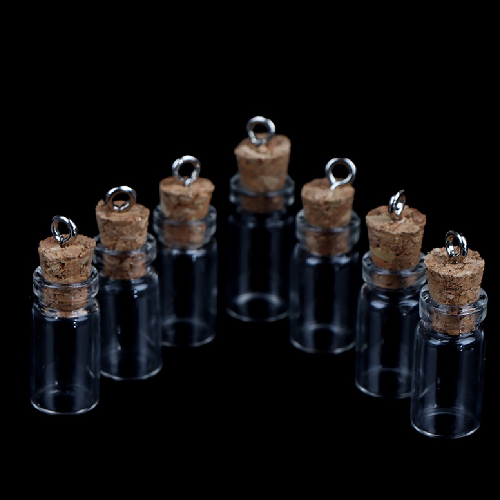 [Fel] 10Pcs Mini Glass Bottles Small Vials Cork Glass Jars Multi Usage Cork Wish Glass COD