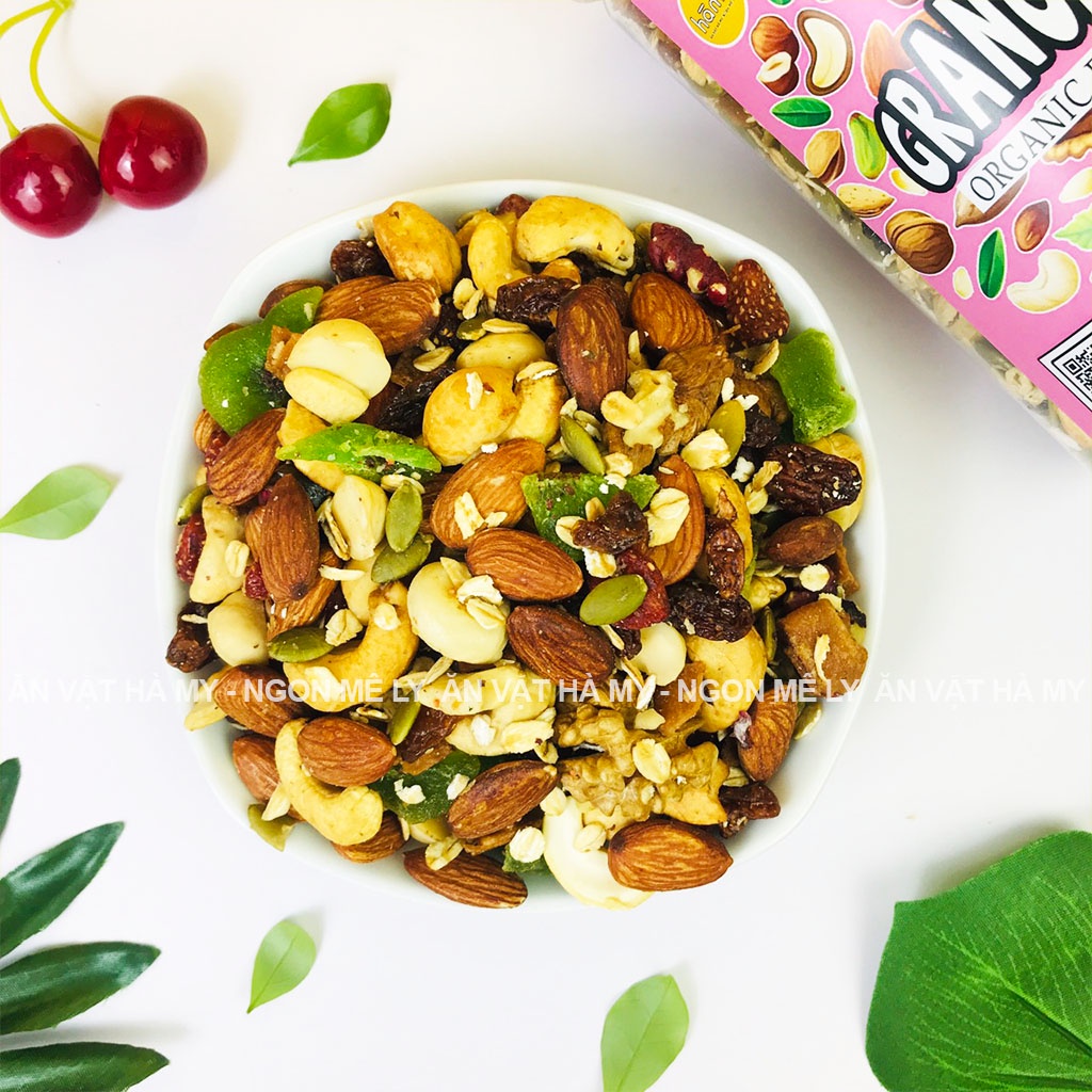 Ngũ cốc ăn kiêng, hạt dinh dưỡng Granola 95% hạt hũ 500g đồ ăn vặt Hà My