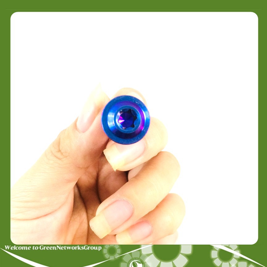 Ốc titanium GR5 đầu dù 8 ly 25 mỏng màu xanh - Greennetworks