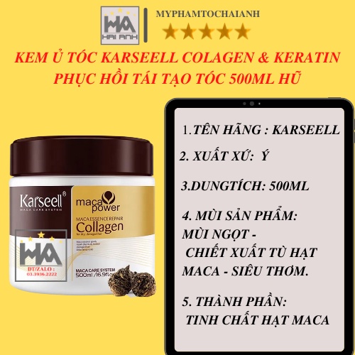 Hấp Ủ Tóc Karseell Collagen - Kem Ủ Tóc Karseell Maca Essence Repairl collegen TÚI/HŨ