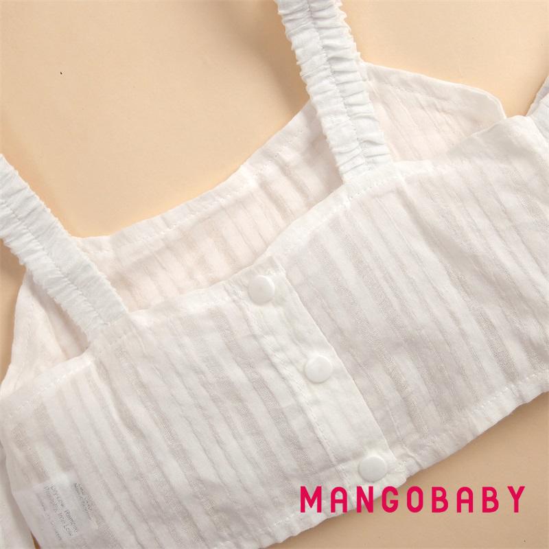 Set Áo Trễ Vai Tay Dài 2 Dây + Chân Váy Thời Trang Mùa Hè Cho Bé Gái