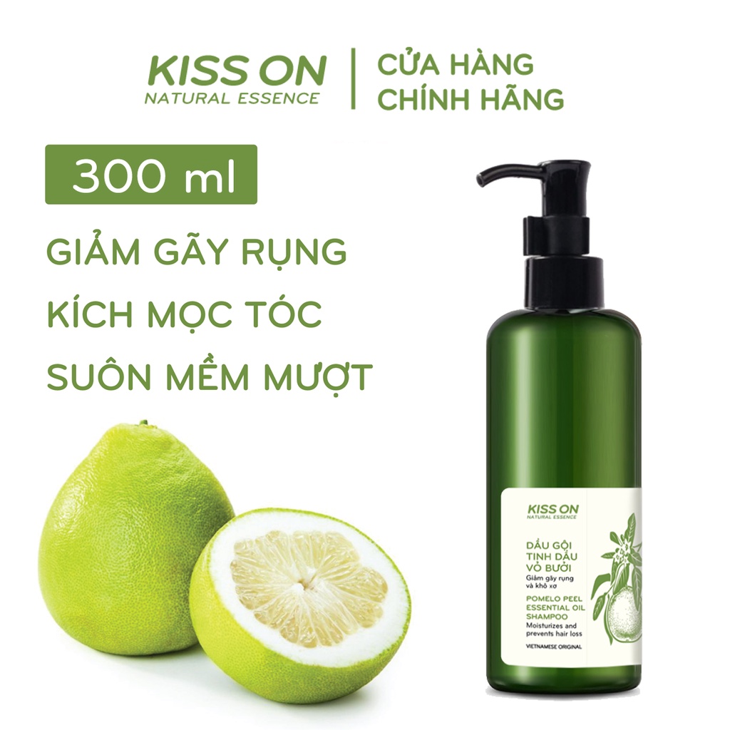 Dầu gội đầu tinh dầu vỏ bưởi KISS ON 300 ml giúp ngăn ngừa rụng tóc, kích mọc tóc, giúp tóc suôn mượt tự nhiên