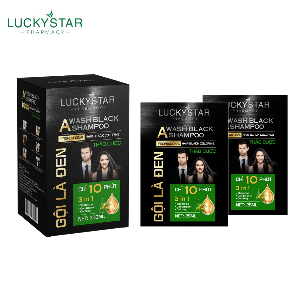 Gội Là Đen Thảo Dược Cao Cấp Lucky Star - Gói*25ml