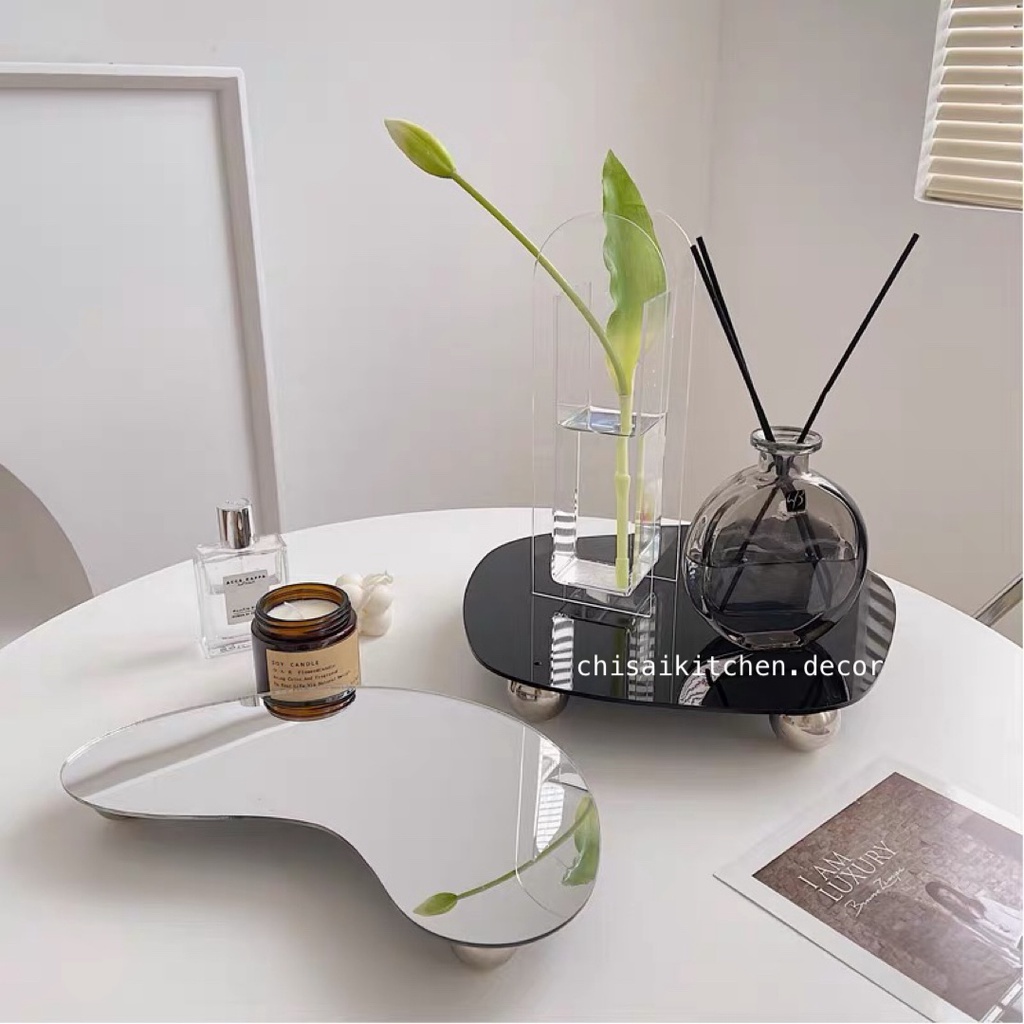 Khay Flatform Decor tráng gương phong cách trừu tượng