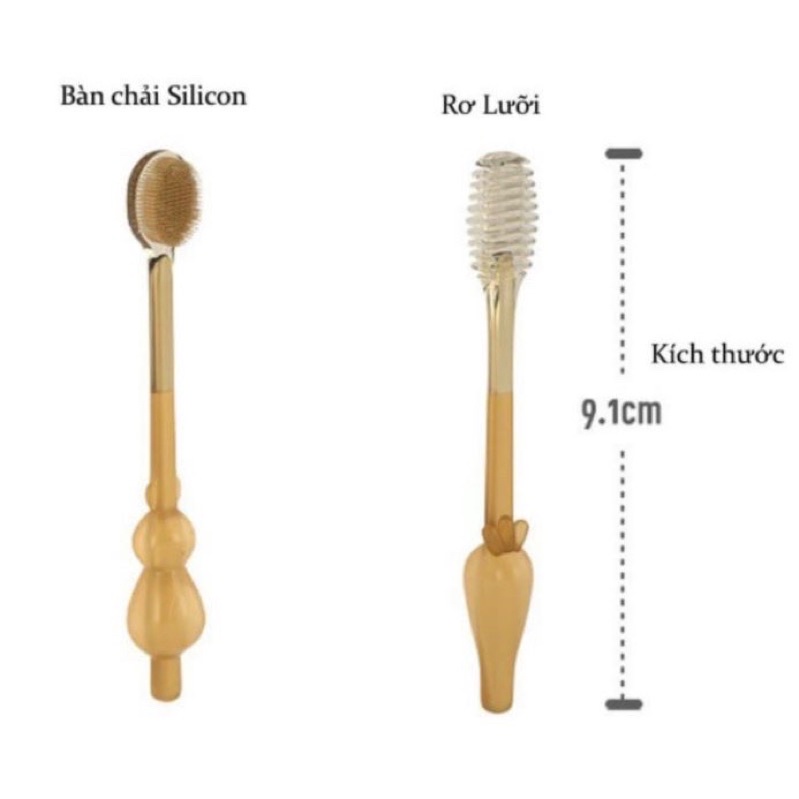 BooBoo Baby - Sét Rơ Lưỡi + Bàn Chải Silicon cao cấp Cho Bé 0-18 tháng tuổi