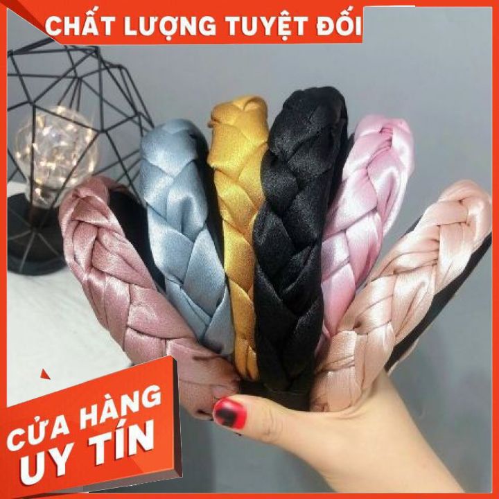 Bờm tóc tết sam vải lụa nhiều màu phong cách Hàn Quốc