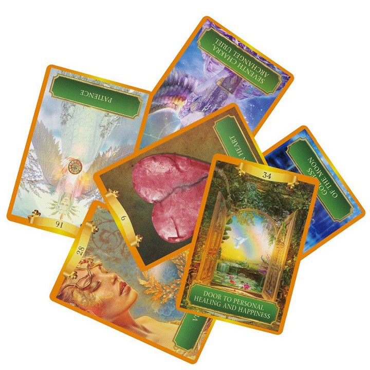 Bộ bài bói energy oracle cards cao cấp và túi nhung và khăn trải bản tarot tặng đá thanh tẩy