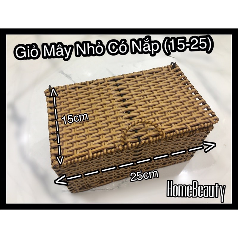 Giỏ Mây Chữ nhật Có Nắp Nhỏ (15*25cm)