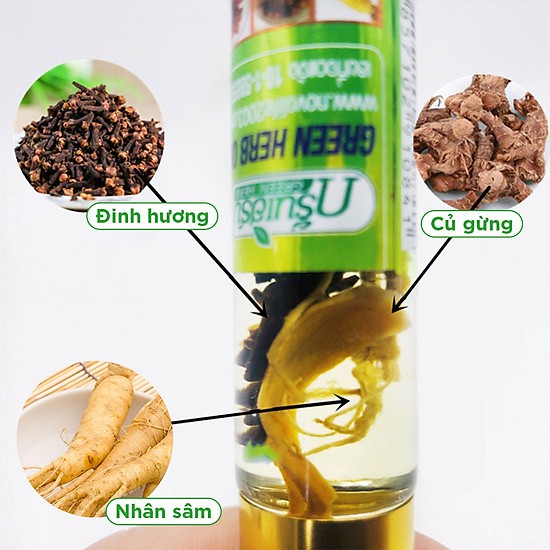 Chai Dầu Gió Nhân Sâm Green Herb Oil Thái Lan (8ml/chai)