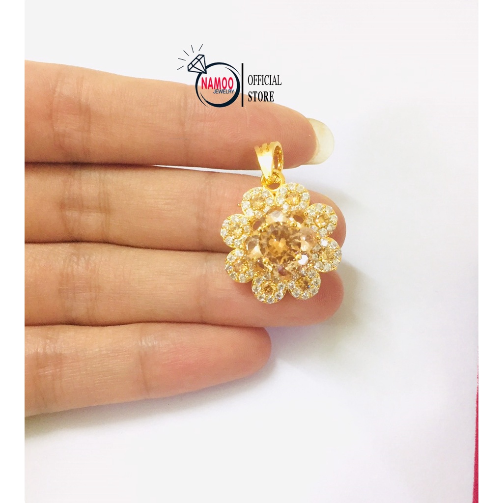 Dây Chuyền Đính Đá Hoa Trà V800 kết hợp Dây Thoi V014 Bản Lớn Namoo Jewelry Chuyên Sỉ