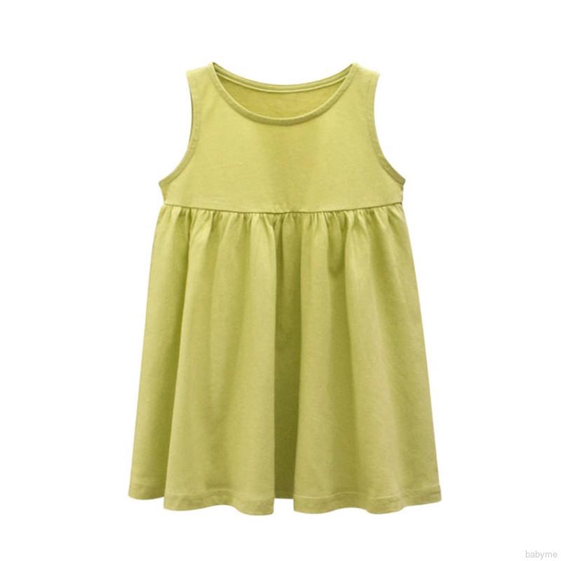 Đầm Cotton Không Tay Màu Trơn Cho Bé Gái