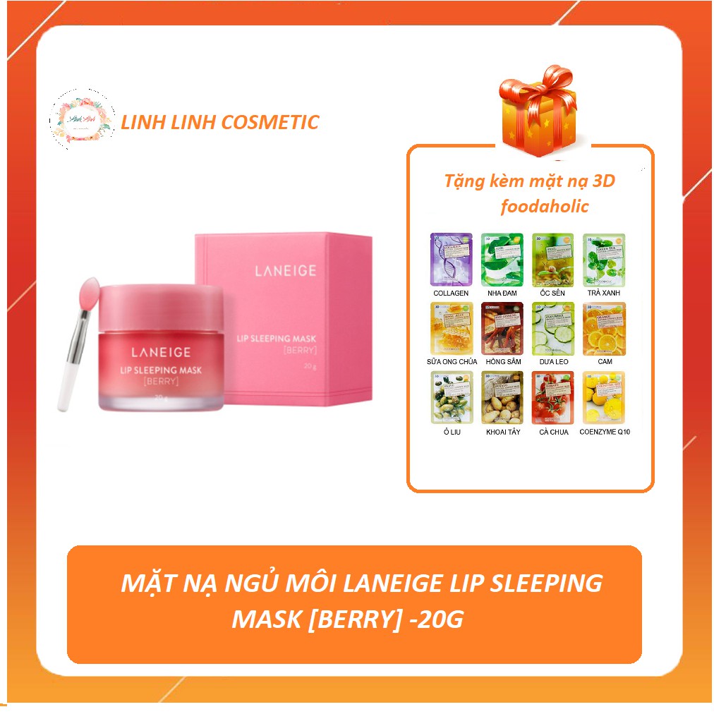 [Tặng kèm mặt nạ 3d foodaholic] Vị Berry - Mặt nạ ngủ môi Laneige  Lip Sleeping Mask_Berry