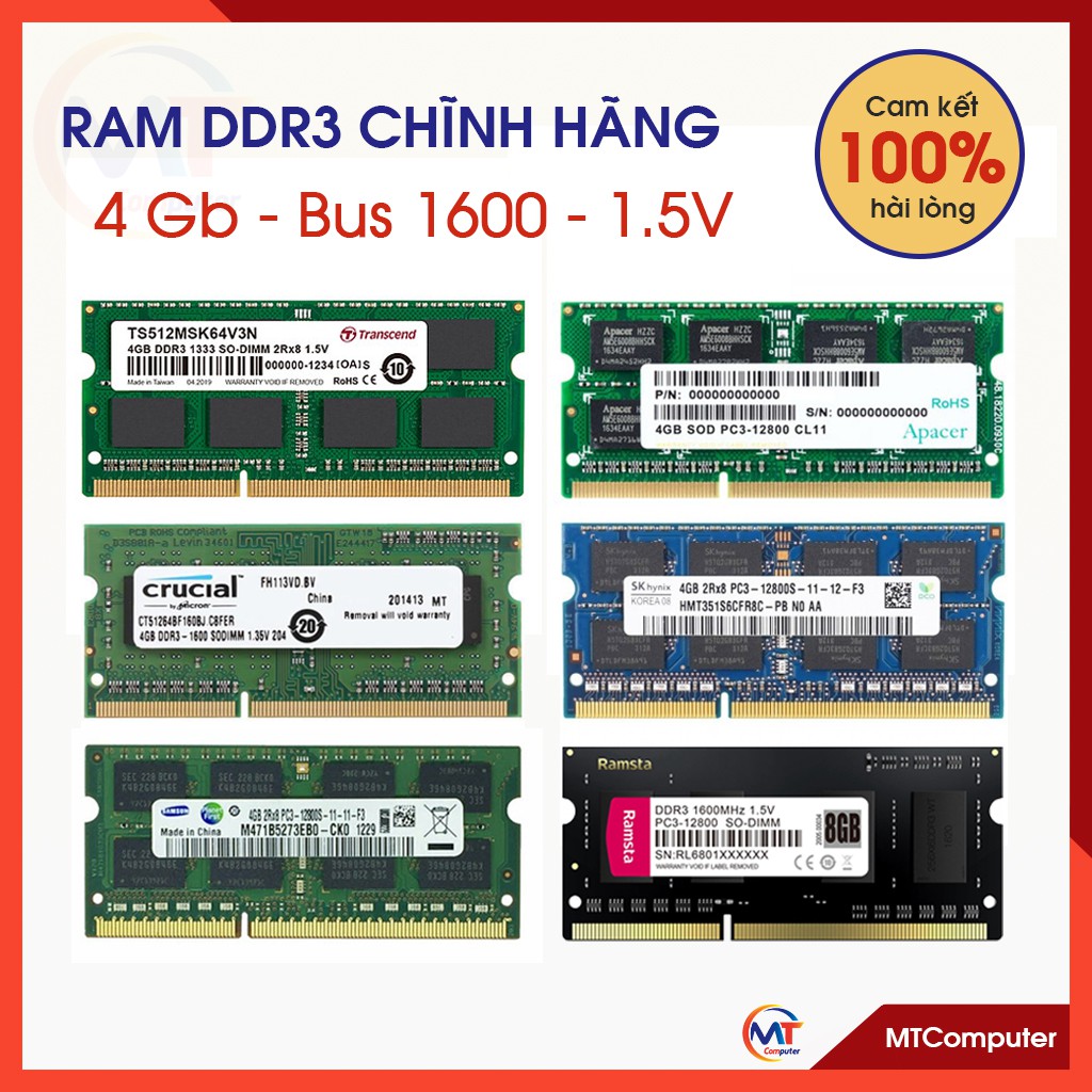 Ram DDR3 2Gb 4Gb Bus 1066 1333 1600 1.5V dành cho laptop, Ram laptop nhiều nsx Hynix, Samsung, Kingston hàng chính hãng | BigBuy360 - bigbuy360.vn