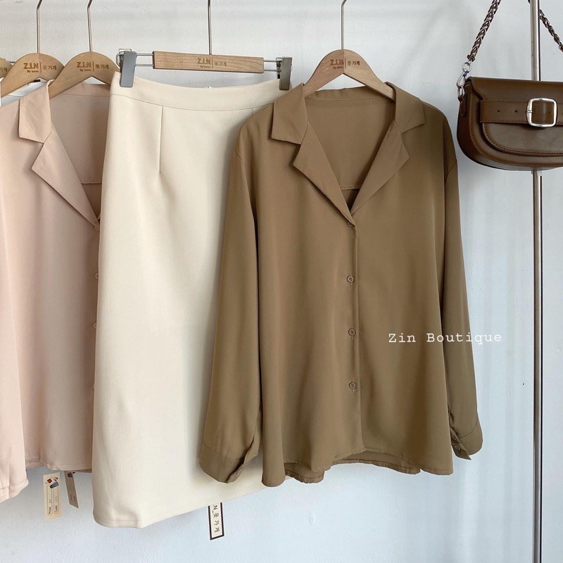 Áo sơ mi nữ tay dài cổ kiểu vest