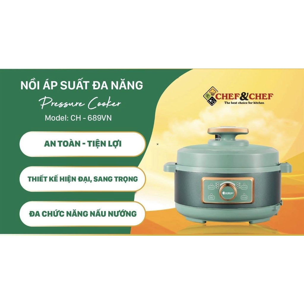 NỒI ÁP SUẤT ĐA NĂNG CHEF&amp;CHEF 4 LÍT CAO CẤP MÃ CHEF&amp;CHEF 689VN