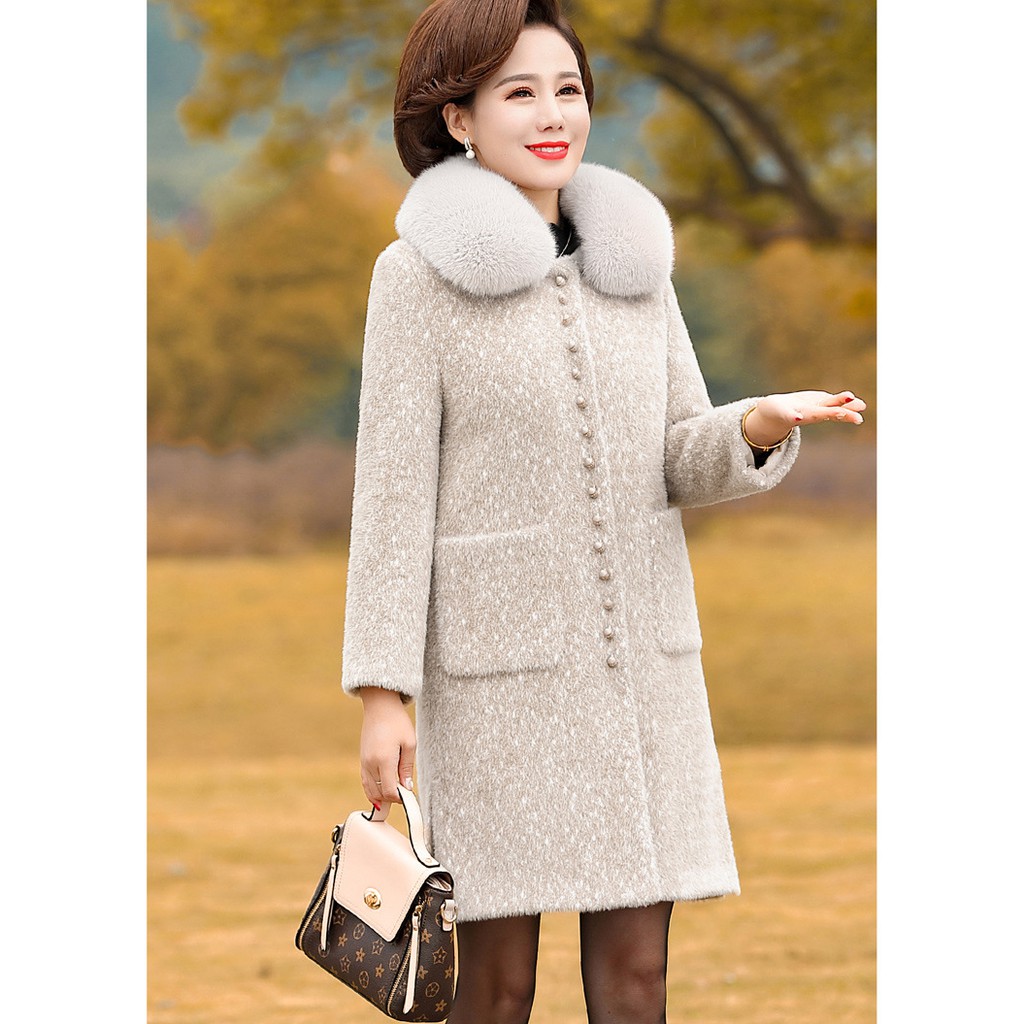 Áo khoác trung niên lông chồn cao cấp cho mẹ | BigBuy360 - bigbuy360.vn