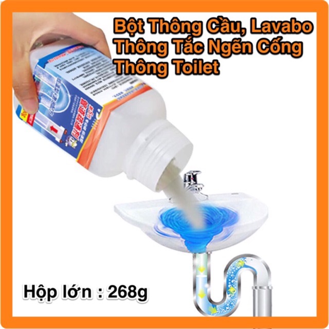 Bột thông bồn cầu thông cống 💖FREESHIP💖 Giảm 10K Khi Nhập   . Xử lý triệt để thông tắc ngẽn . Hộp lớn 268g