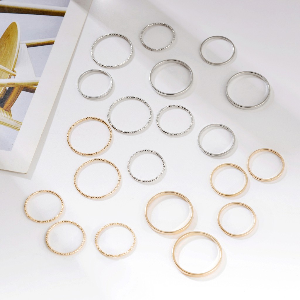 Set nhẫn phong cách đơn giản thanh lịch cho nữ