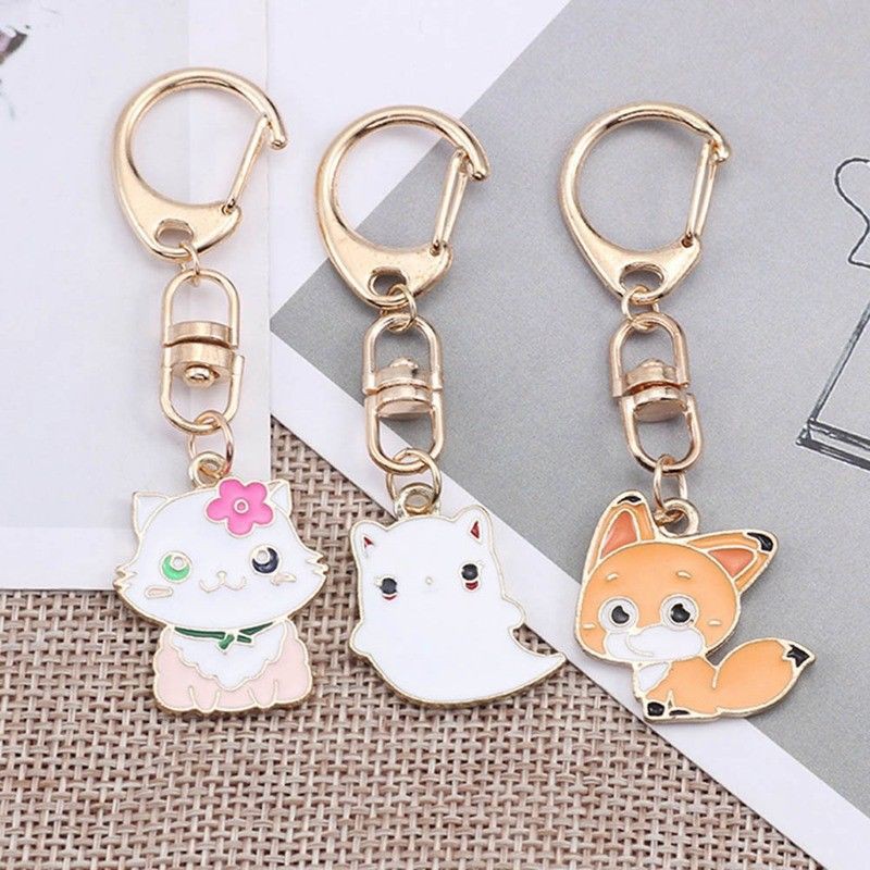 Móc khóa kim loại hình động vật dễ thương