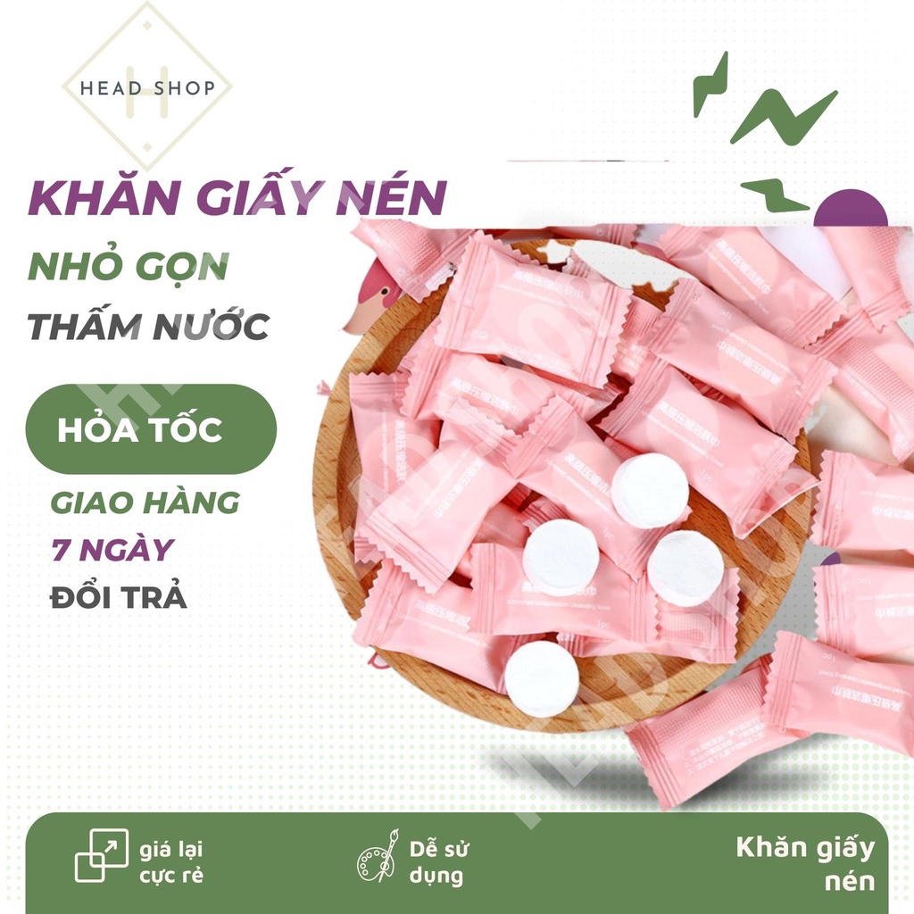 Khăn giấy nén hình viên kẹo bỏ túi du lịch vải cotton KN13 HEADSHOP