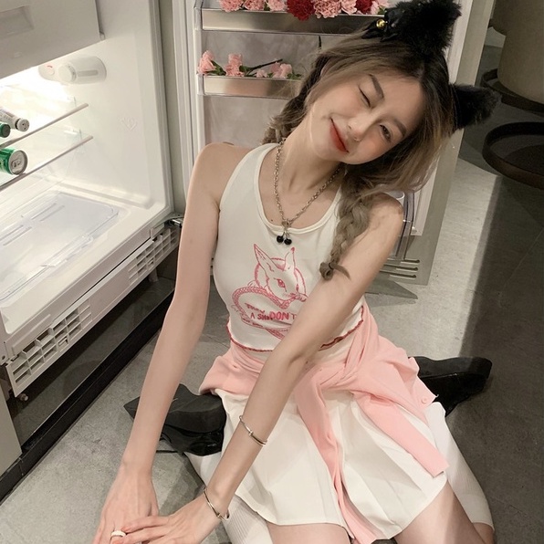 Áo dây ZHELIHANGFEI dệt kim dáng ngắn thời trang trẻ trung