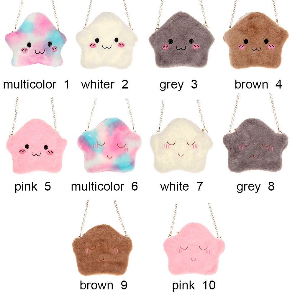 Túi đeo chéo lông nhung mihan1 hình ngôi sao nhiều màu sắc dễ thương cho bé