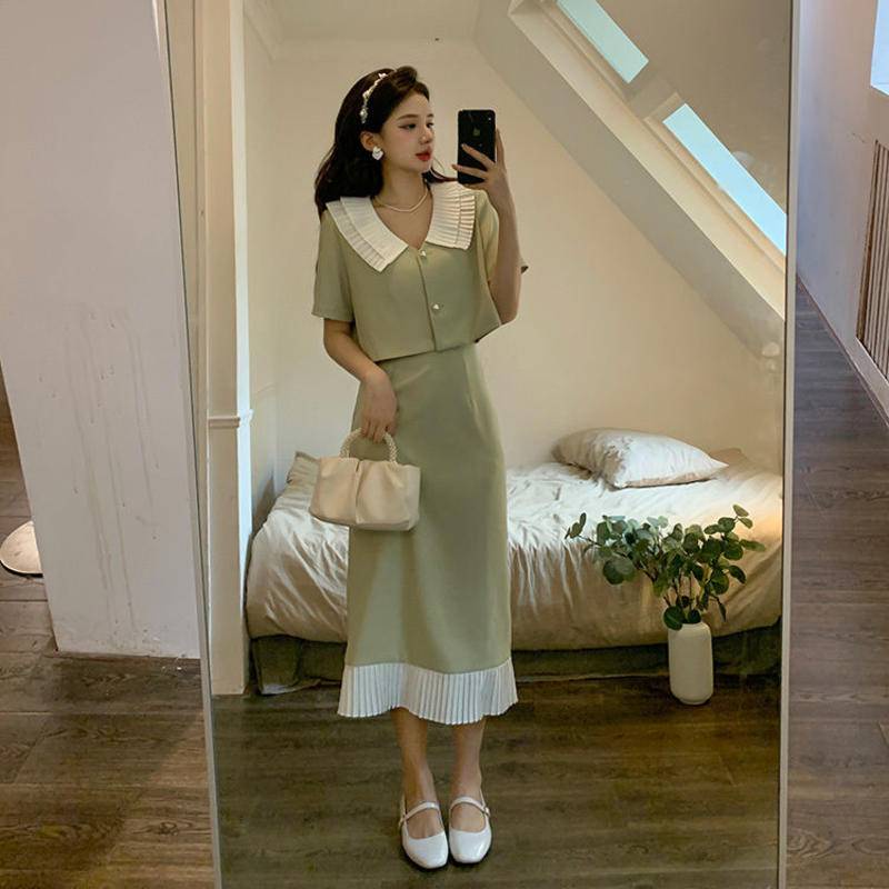 Set Áo Ngắn Tay + Chân Váy Ôm Dáng Thiết Kế Mới Thời Trang Dành Cho Nữ