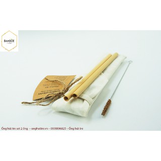 ỐNG HÚT TRE SET 2 Ống Hút - Ống Không Khắc ( 2 ỐNG HÚT, 1 THANH CỌ XƠ DỪA ĐỘC ĐÁO, 1 TÚI VẢI TỰ NHIÊN)