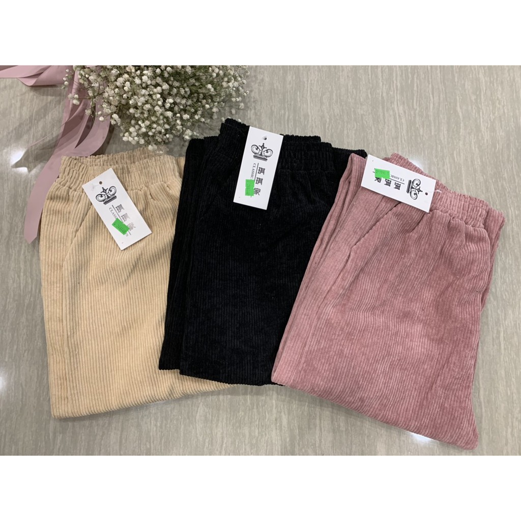 Quần Nhung Ống Rộng Culottes Ulzzang Cạp chun nữ | BigBuy360 - bigbuy360.vn