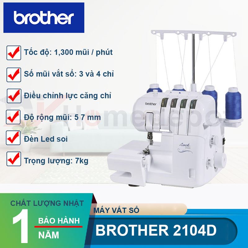 Máy vắt sổ Brother 2104D - Hàng chính hãng