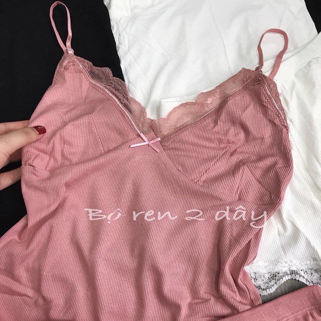 Bộ Ngủ 2 Dây Len Tăm Viền Ren Sexy | BigBuy360 - bigbuy360.vn