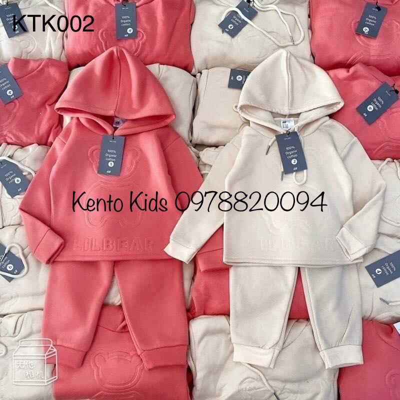 KTK002 Bộ mũ gấu in chìm chất nỉ bông dày dặn ấm mềm cho bé trai bé gái