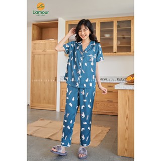 Bộ Lụa Họa Tiết Mèo Len XĐ - Dài